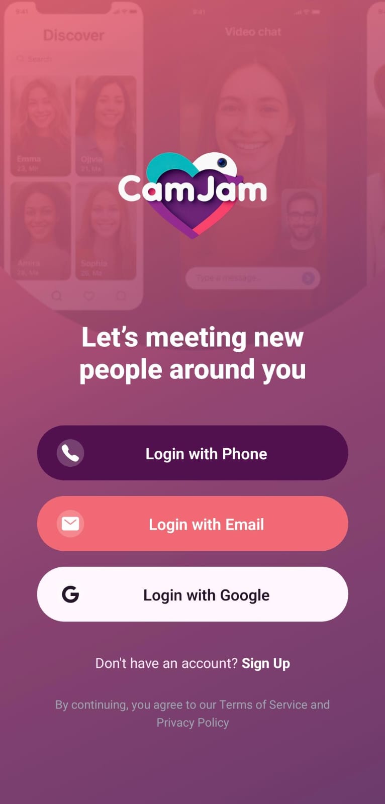 CamJam signup screen